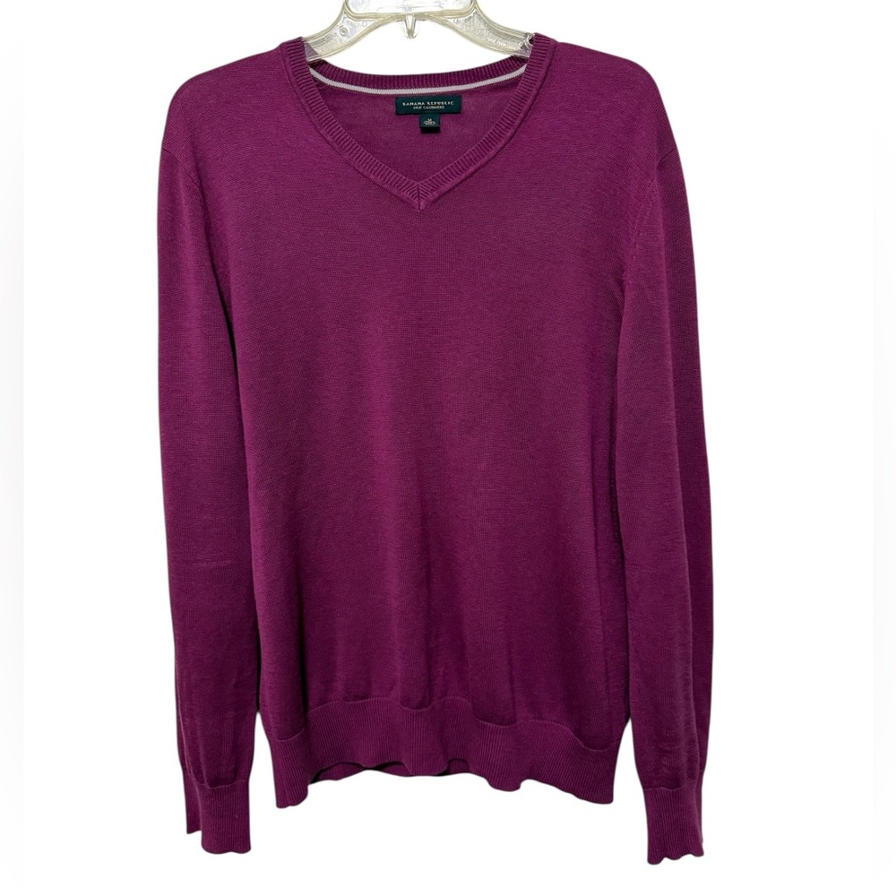 Banana Republic Silk Cashmere Blend V-Neck Sweater Men’s M Plum Luxury EUC